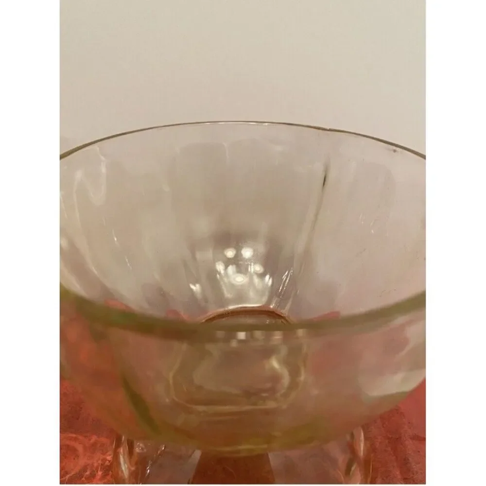 VTG Libbey‎ Ribbed Optic Compote Pedestal Dessert Candy Dish Light Yellow 4.5